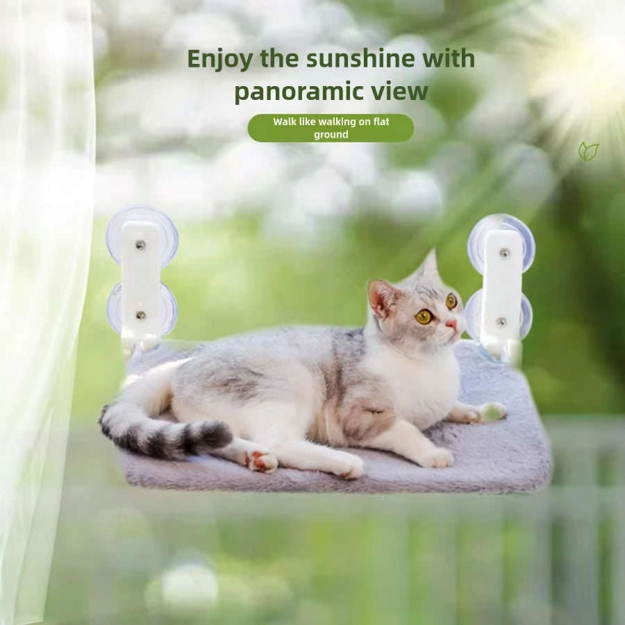 Assembly Free Folding Cat Hammock Plush Mesh Cat Window Wall Jumping Platform Double Suction Cup Cat Hammock