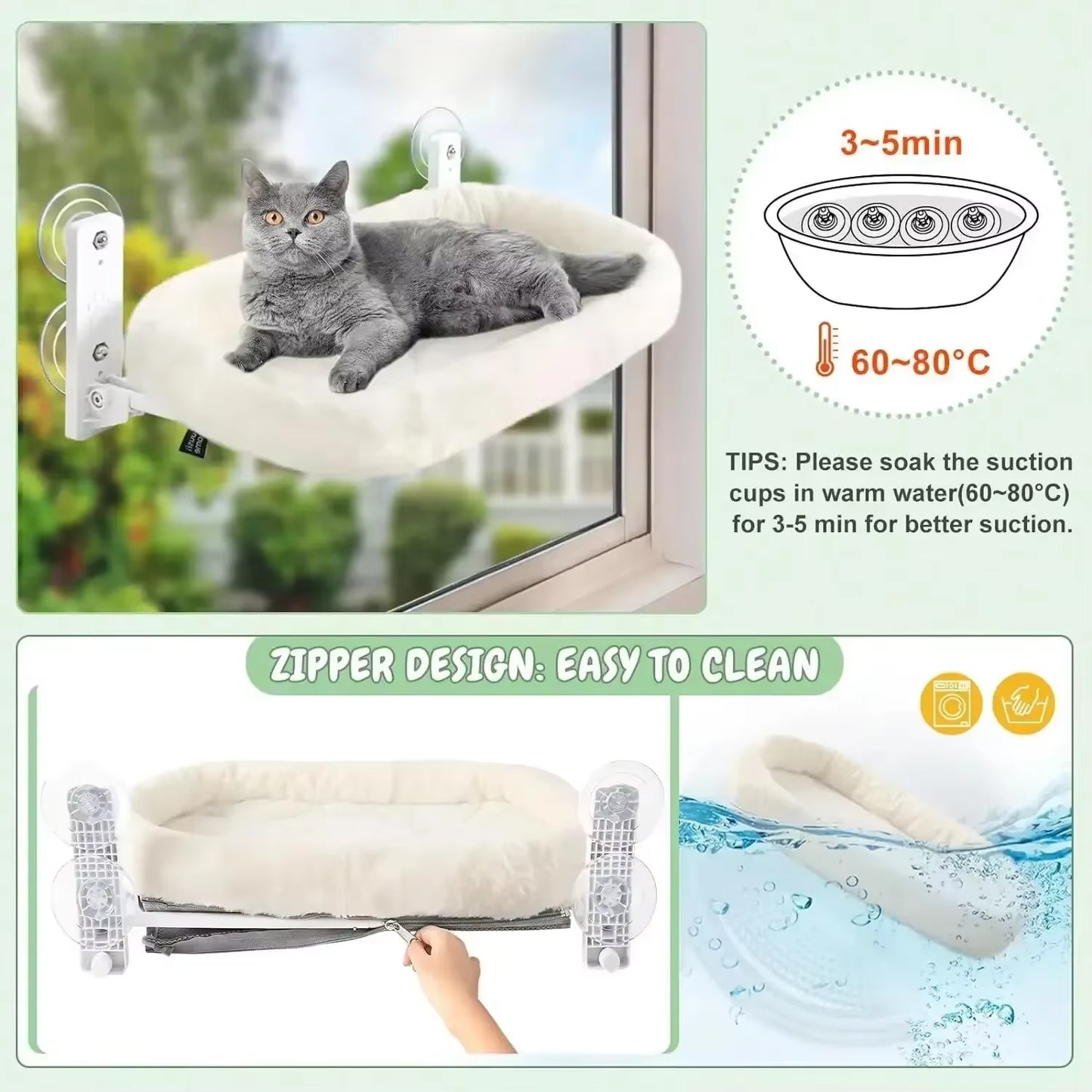 Pet Products Cat Hammock Window Habitat Cat Sunbathing Glass Hanging Suction Cup Balcony Pet Nests
