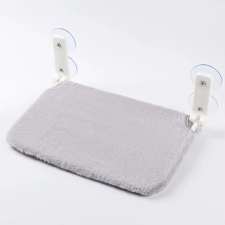 Assembly Free Folding Cat Hammock Plush Mesh Cat Window Wall Jumping Platform Double Suction Cup Cat Hammock