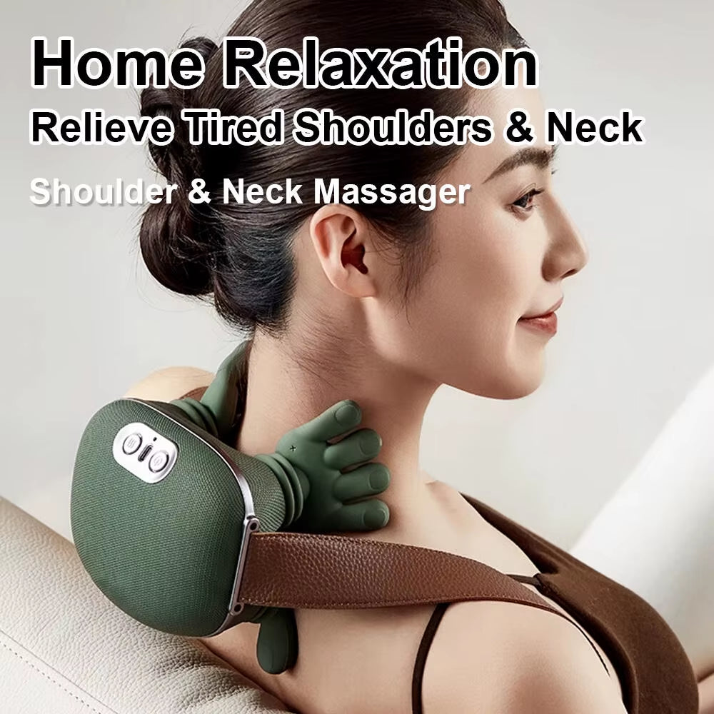 Bionic Neck Shoulder Massager Heated Back Massagers Electric Kneading Muscles Massage Pillow Neck Waist Leg Body 3-Level Modes