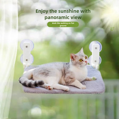 Assembly Free Folding Cat Hammock Plush Mesh Cat Window Wall Jumping Platform Double Suction Cup Cat Hammock