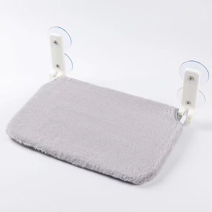 Assembly Free Folding Cat Hammock Plush Mesh Cat Window Wall Jumping Platform Double Suction Cup Cat Hammock